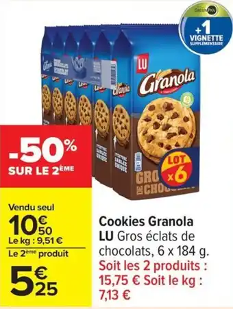 Carrefour Cookies granola lu offre