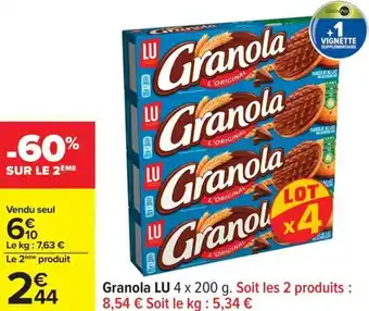 Carrefour Granola lu offre