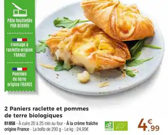 Thiriet 2 paniers raclette et pommes de terre biologiques offre