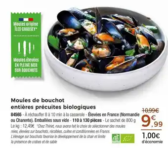 Moules de bouchot entières précuites biologiques
