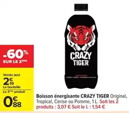 Carrefour Boisson énergisante crazy tiger offre