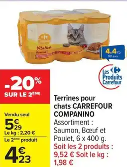Carrefour Terrines pour chats CARREFOUR COMPANINO offre