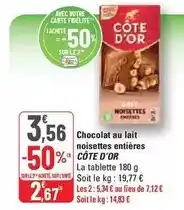 G20 Côte d'or - chocolat au lait noisettes entières offre