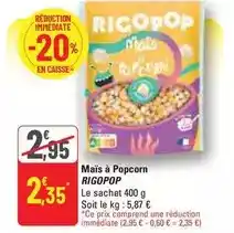 G20 Rigopop - mais à popcorn offre