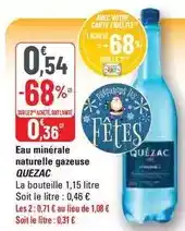 G20 Quézac - eau minerale naturelle gazeuse offre