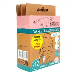 Carrefour Feel natural carrés démaquillants lavables offre