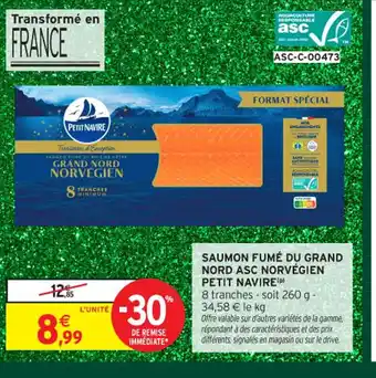 Intermarché Express PETIT NAVIRE Saumon fumé du grand nord asc norvégien offre