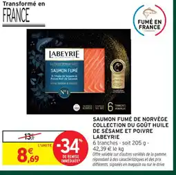 Intermarché Express LABEYRIE Saumon fumé de norvège collection du goût huile de sésame et poivre offre
