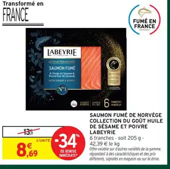 Intermarché Express LABEYRIE Saumon fumé de norvège collection du goût huile de sésame et poivre offre