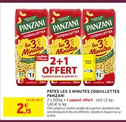 Intermarché Express PANZANI Pâtes les 3 minutes coquillettes offre