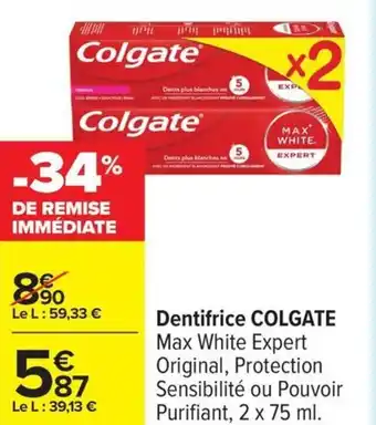 Carrefour COLGATE Dentifrice offre