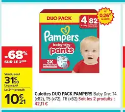 Carrefour PAMPERS Culotts duo pack offre
