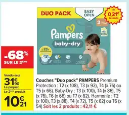 Carrefour PAMPERS Couches Duo pack offre