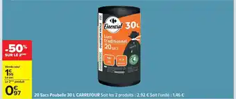 Carrefour CARREFOUR 20 Sacs Poubelle offre