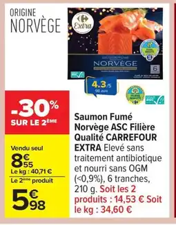 Carrefour CARREFOUR EXTRA Saumon Fumé Norvège ASC Filière Qualité offre