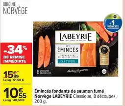 Carrefour LABEYRIE Émincés fondants de saumon fumé Norvège offre