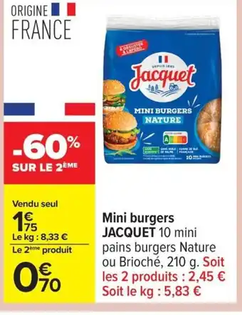 Carrefour JACQUET Mini burgers offre