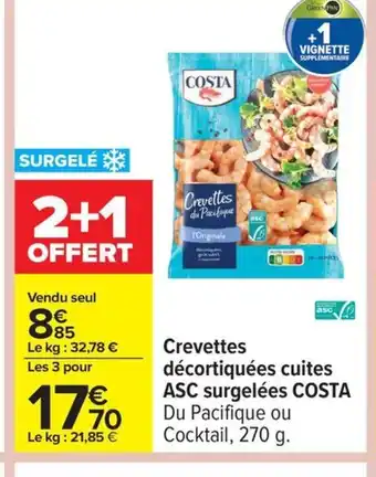 Carrefour COSTA Crevettes décortiquées cuites ASC surgelées offre