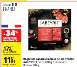 Carrefour LABEYRIE Magret de canard à la fleur de sel tranché offre