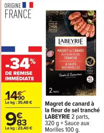 Carrefour LABEYRIE Magret de canard à la fleur de sel tranché offre