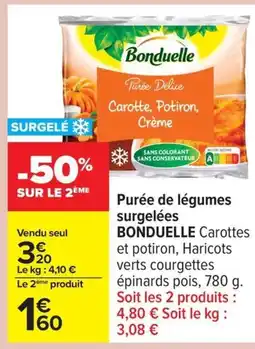 Carrefour BONDUELLE Purée de légumes surgelées offre