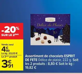 Carrefour ESPRIT DE FETE Assortiment de chocolats offre