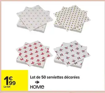 Carrefour Lot de 50 serviettes décorées offre