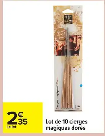 Carrefour Lot de 10 cierges magiques dorés offre
