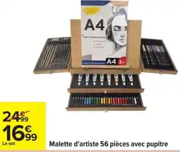 Carrefour Malette d'artiste 56 pièces avec pupitre offre