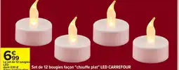 Carrefour CARREFOUR Set de 12 bougies façon "chauffe plat" LED offre