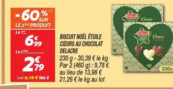 Netto DELACRE Biscuit noël étoile cœurs au chocolat offre