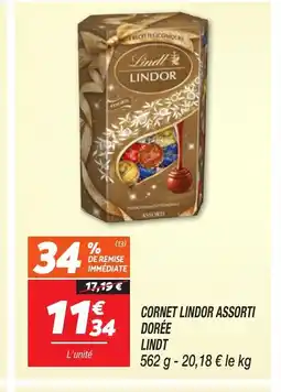 Netto LINDT Cornet lindor assorti dorée offre