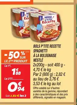 Netto Bols p'tite recette spaghetti a la bolognaise nestlé offre