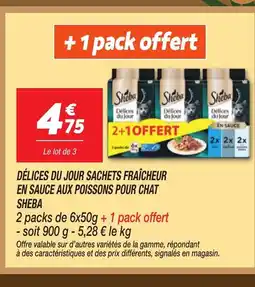 Netto SHEBA Délices du jour sachets fraîcheur en sauce aux poissons pour chat offre