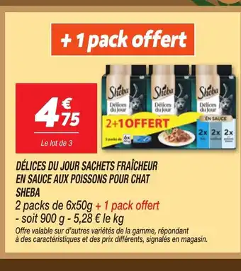 Netto SHEBA Délices du jour sachets fraîcheur en sauce aux poissons pour chat offre