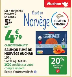 Auchan AUCHAN Saumon fumé de norvège offre