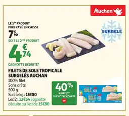 Auchan AUCHAN Filets de sole tropicale surgelés offre