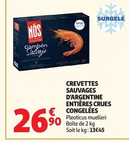 Auchan Crevettes sauvages d'argentine entières crues congelées offre