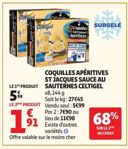 Auchan CELTIGEL Coquilles apéritives st jacques sauce au sauternes offre