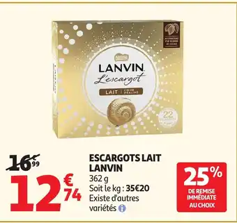 Auchan LANVIN Escargots lait offre