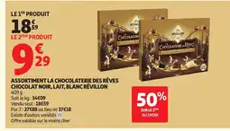Auchan RÉVILLON Assortiment la chocolaterie des rêves chocolat noir, lait, blanc offre