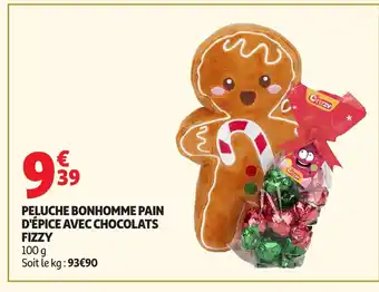 Auchan FIZZY Peluche bonhomme pain d'épice avec chocolats offre