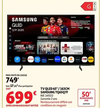 Auchan SAMSUNG Tv qled 65"/163cm tq65q7f offre