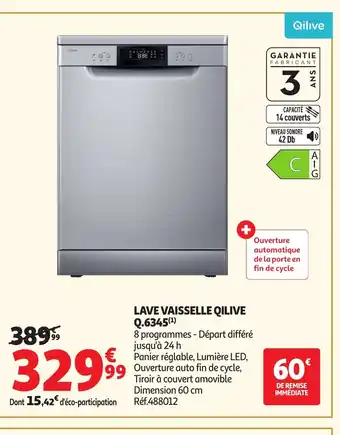 Auchan QILIVE Lave vaisselle offre