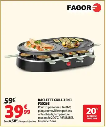 Auchan FAGOR Raclette grill 3 en 1 offre