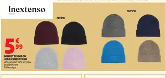 Auchan INEXTENSO Bonnet femme ou homme offre