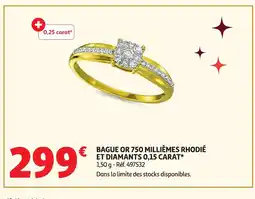 Auchan Bague or 750 millièmes rhodié et diamants 0,15 carat offre