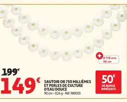 Auchan Sautoir or 750 millièmes et perles de culture d'eau douce offre