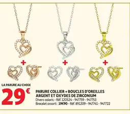 Auchan Parure collier + boucles d'oreilles argent et oxydes de zirconium offre