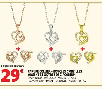 Auchan Parure collier + boucles d'oreilles argent et oxydes de zirconium offre